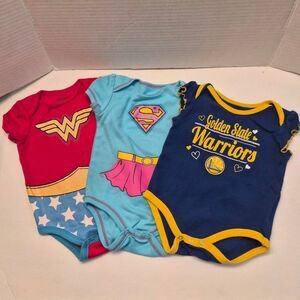 6/9 month Girls Superhero & NBA Warriors Wonder Woman Supergirl Basketball